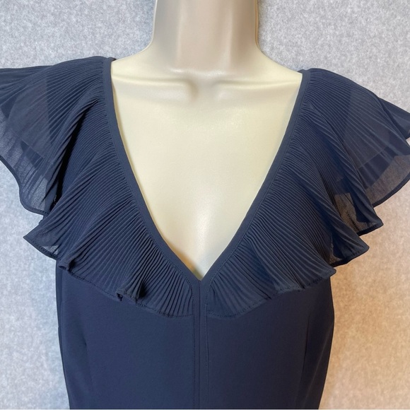 Gap Flutter Sleeve  Cinch Waist Navy Blue Midi Dress - Picture 4 of 13